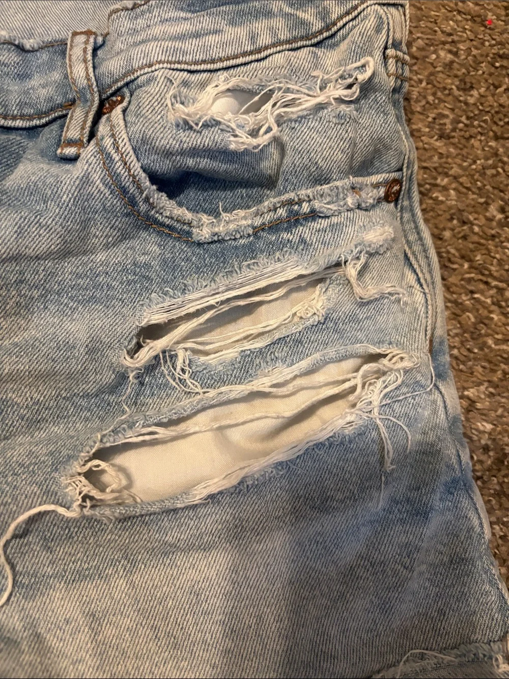 American Eagle Outfitters Light Wash Distressed Denim Shorts